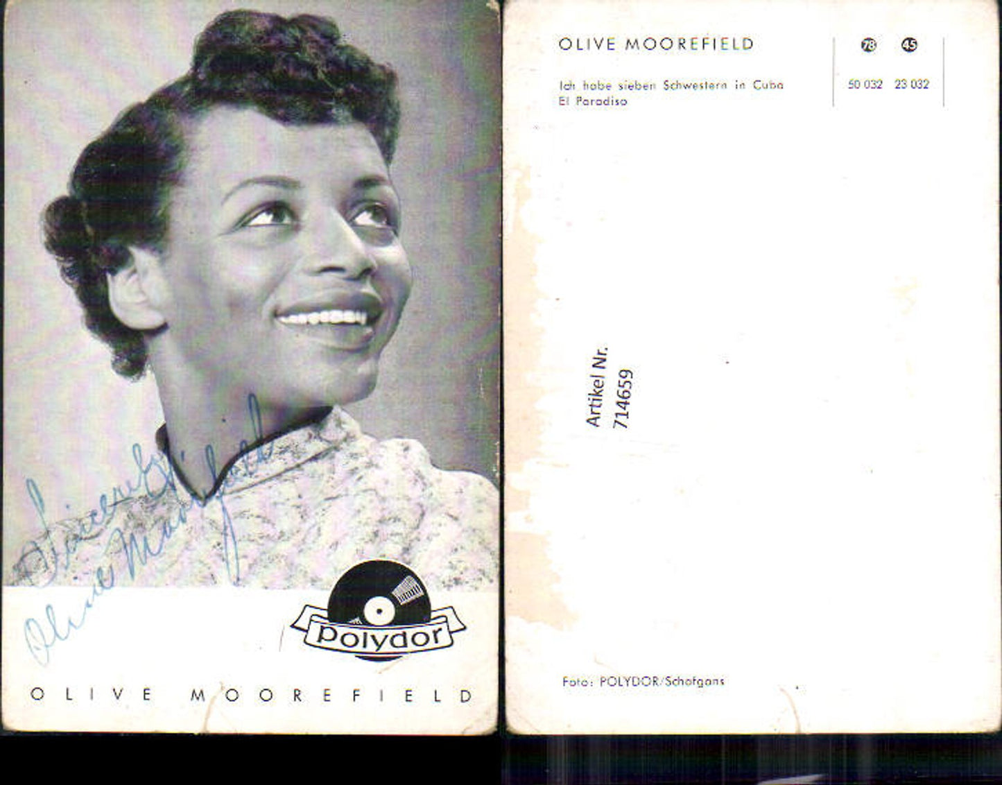 714659 Olive Moorefield Polydor original signiert Autogrammkarte