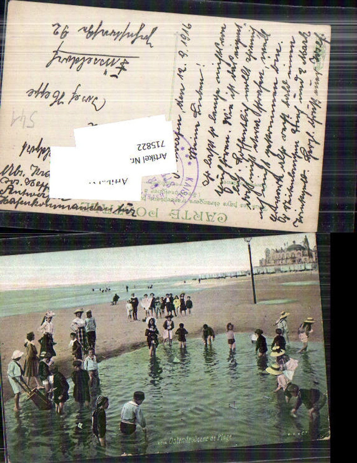 715822 Belgium Ostend Children Beach Beach life Field post Office Port Command Antwerp