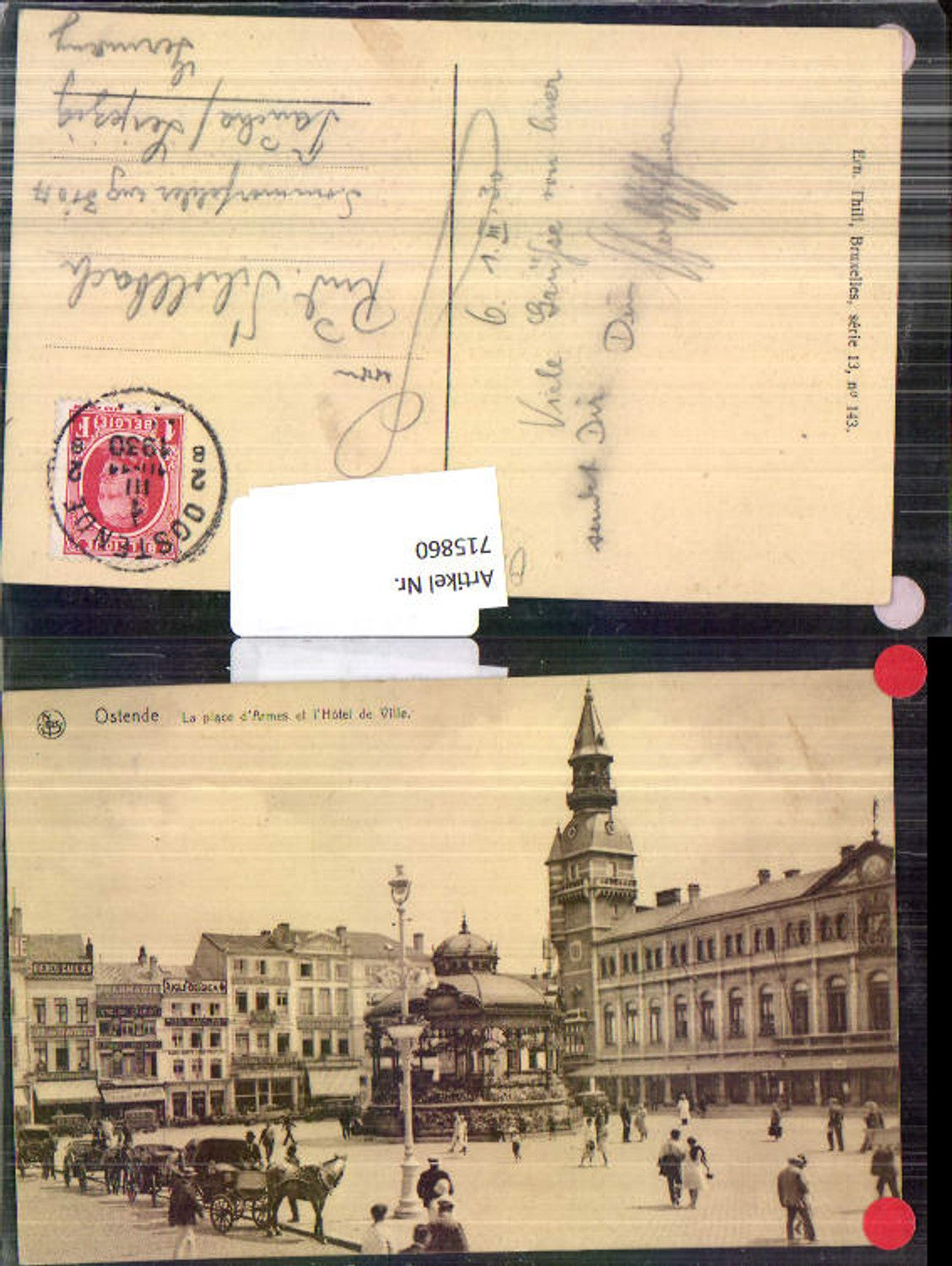 715860 Belgium Ostend Place de Armes Hotel de Ville gel Taucha Leipzig