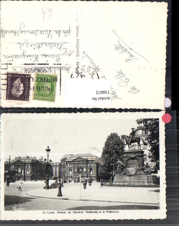 738672 Foto AK Lille Statue du General Faidherbe et la Prefecture France