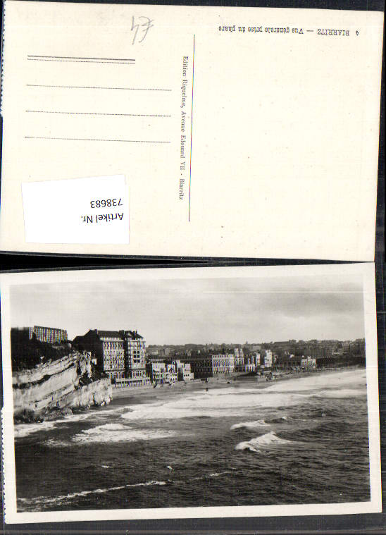 738683 Foto AK Biarritz Vue generale prise du phare Küste Brandung France