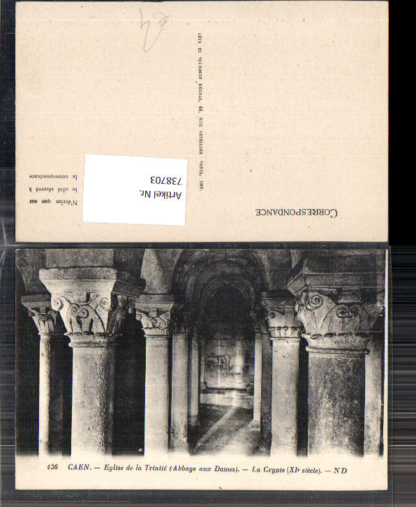 738703 Caen Eglise de la Trinite Abbaye aux Dames La Crypte Krypta Kirche France