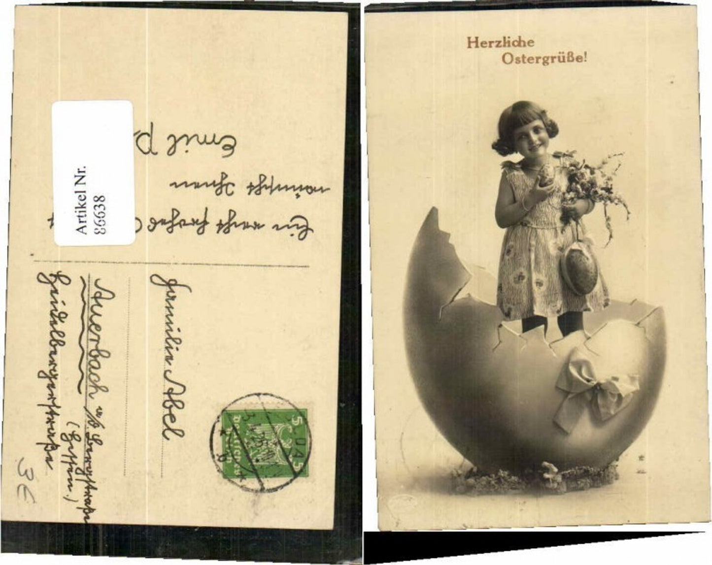 86638,Ostern Mädchen schlüpft aus Osterei