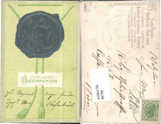 86790,Tolle Präge AK Siegel Glückwunsch