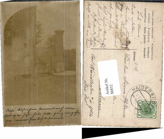 86832,RARE FotoAK Haidershofen b. Steyr Brunnen Frau Haus