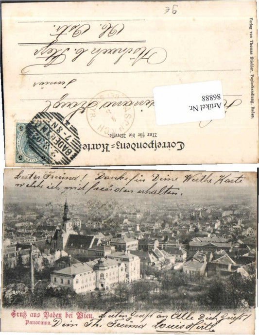86888,Gruss aus Baden b. Wien Panorama 1900