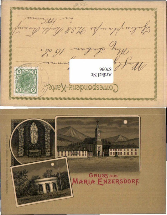 87096,Mond Litho Gruß aus Maria Enzersdorf pub Schemm