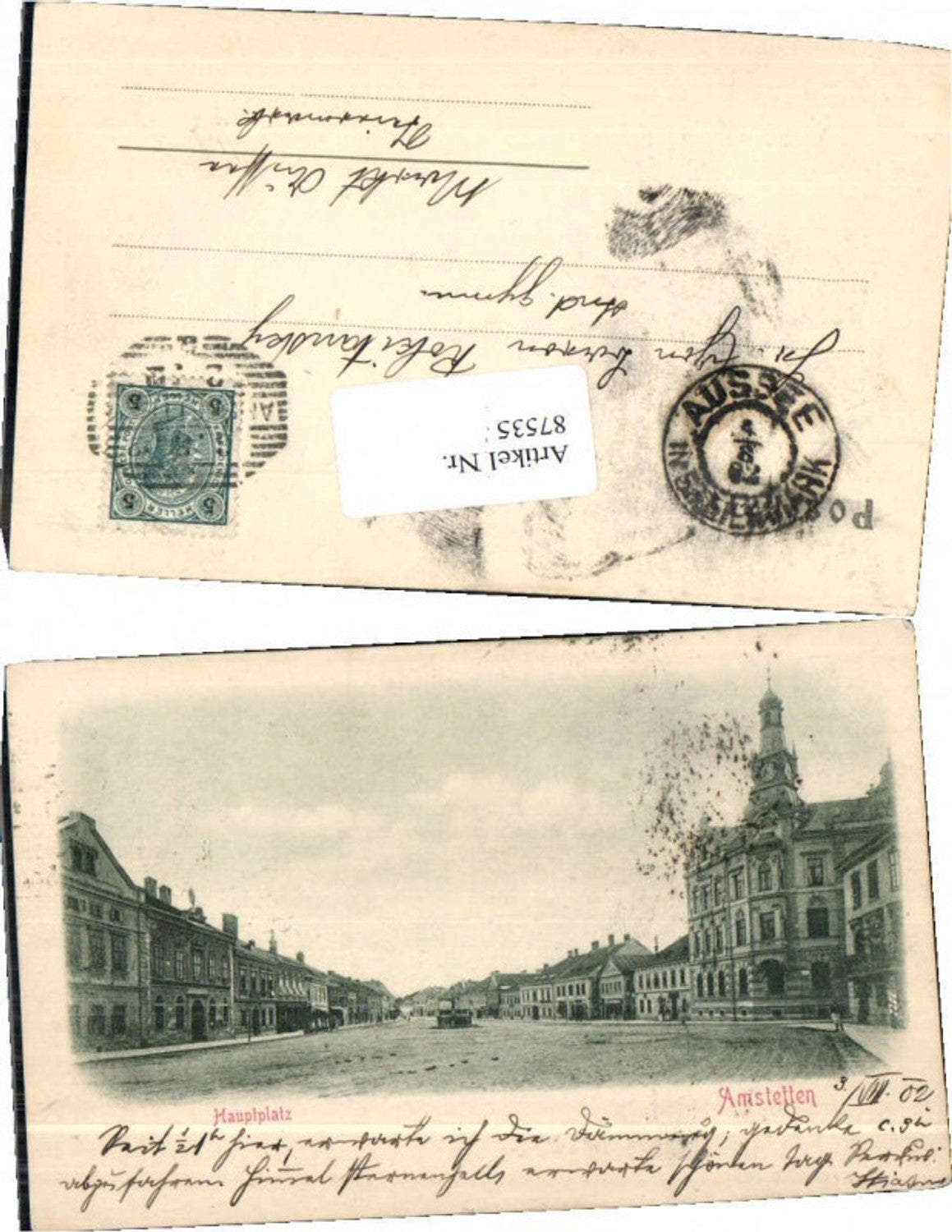 87535,Amstetten Hauptplatz Partie Rathaus um 1900