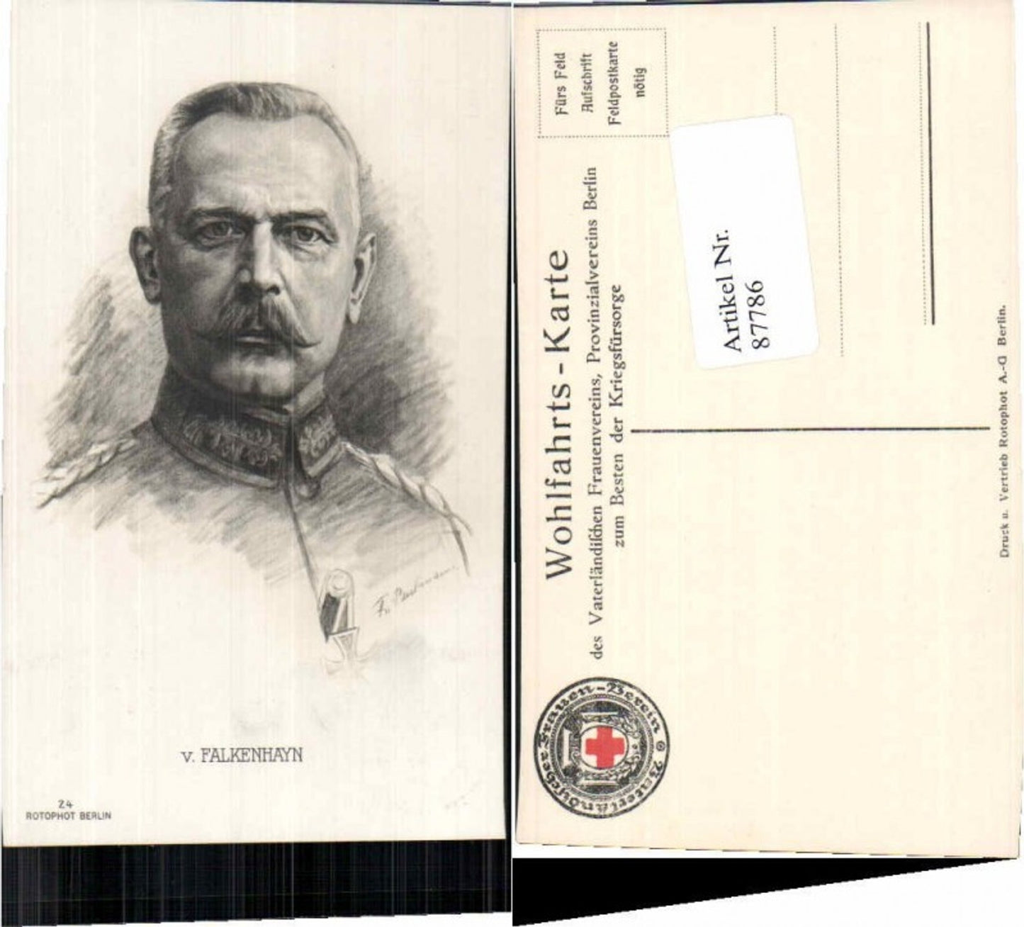 87786,RPH 24 Von Falkenhayn Eisernen Kreuz Wohlfahrtskarte