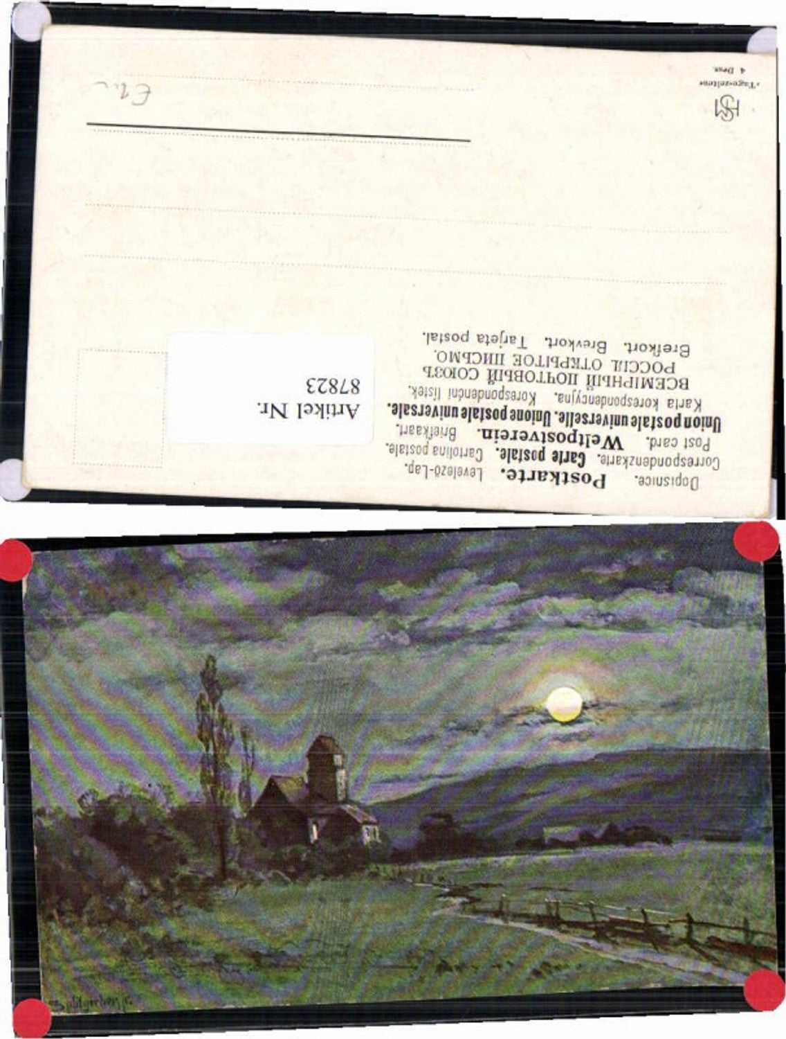 87823,Splitgerber jun. Dorf Kirche m. Mond
