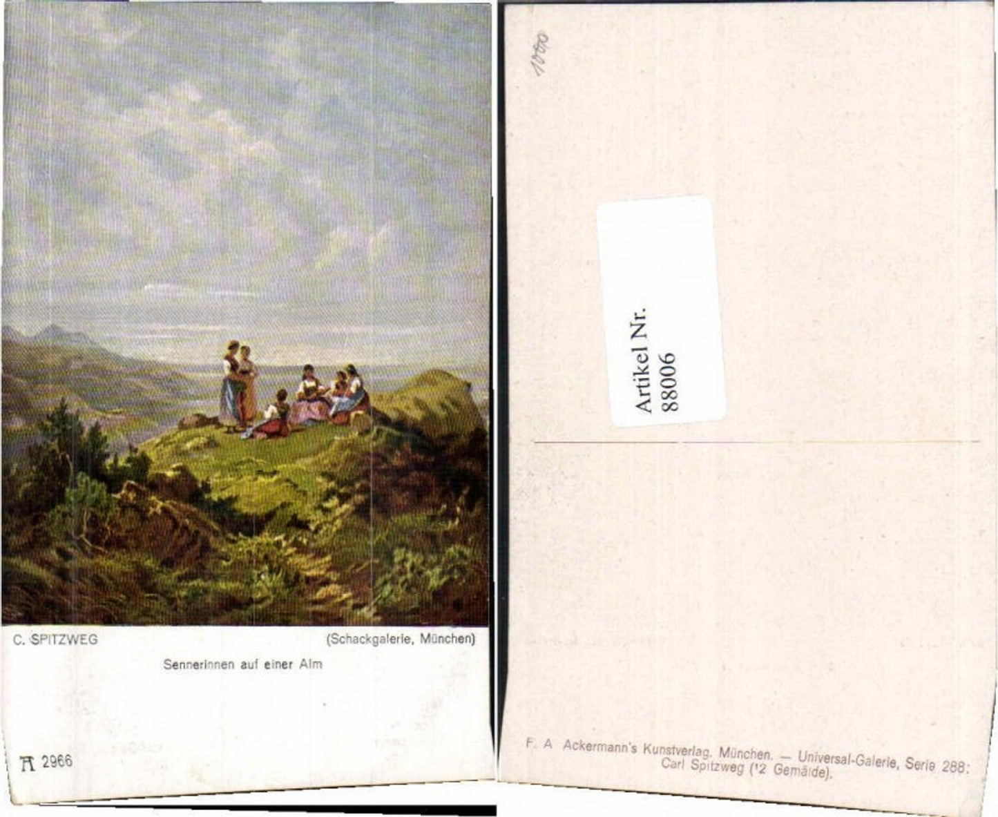88006,Ackermann 2966 Carl Spitzweg sennerin auf Alm