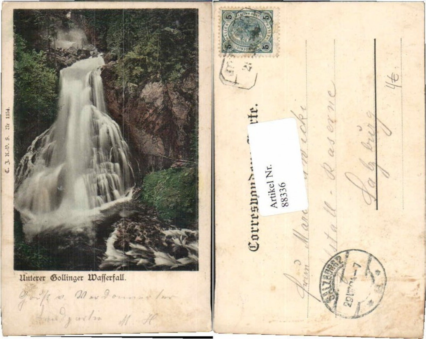 88336,Unterer Gollinger Wasserfall Golling Salzburg 1900