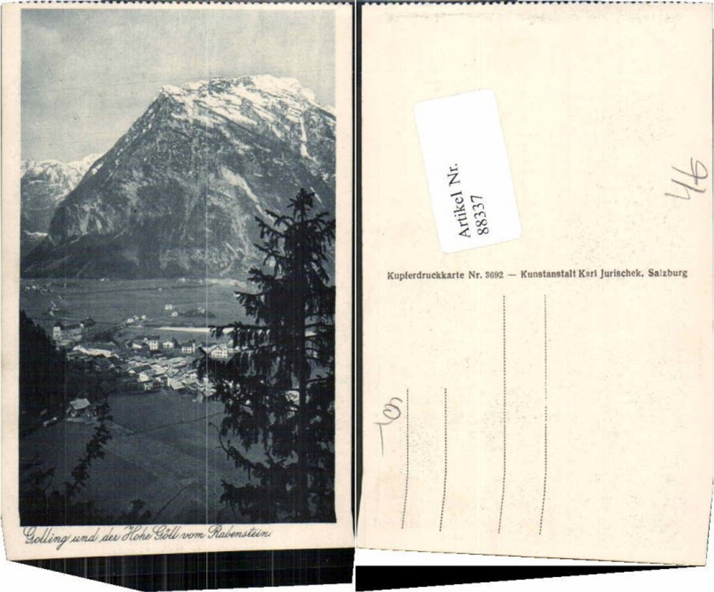 88337,Golling und d. Hohe Göll 1920