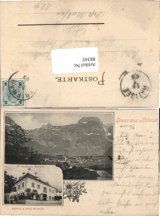88345,Gruss aus Abtenau Gasthaus Buchegger 1900