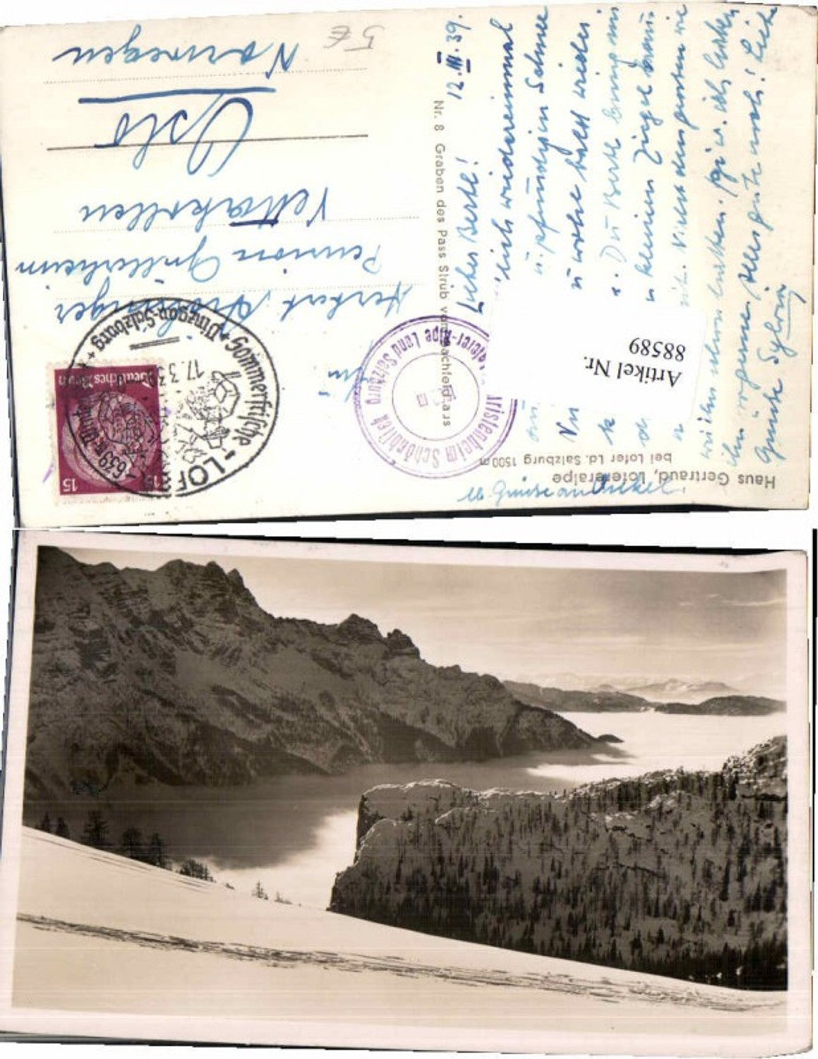 88589,Haus Gertraud Lofereralpe Lofer Unken 1939