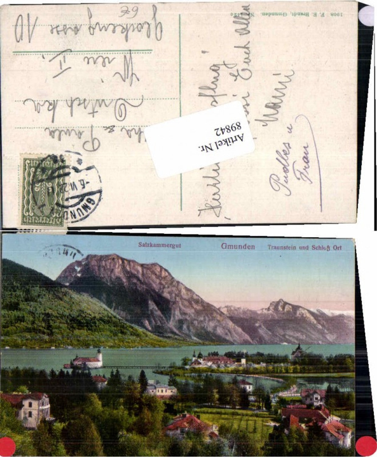 89842,Gmunden Traunstein m. Schloss Ort Brandt 142c