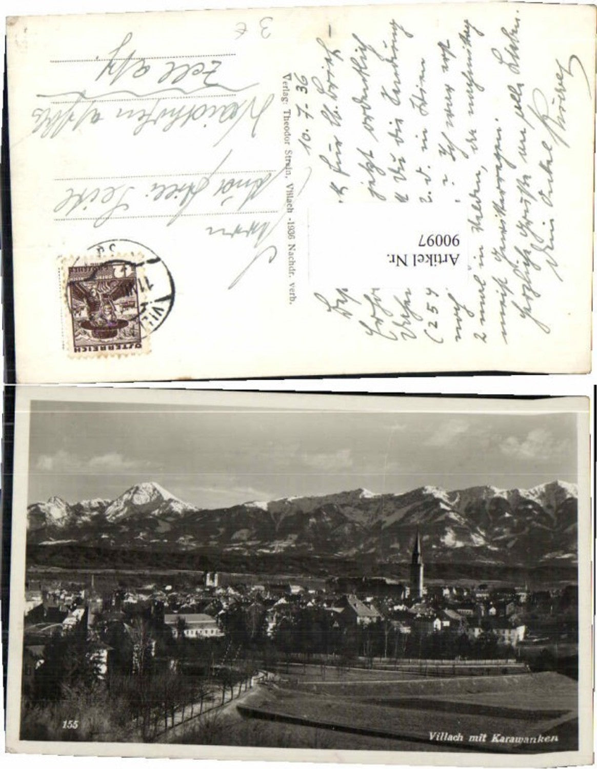 90097, Villach with Karawanken 1936
