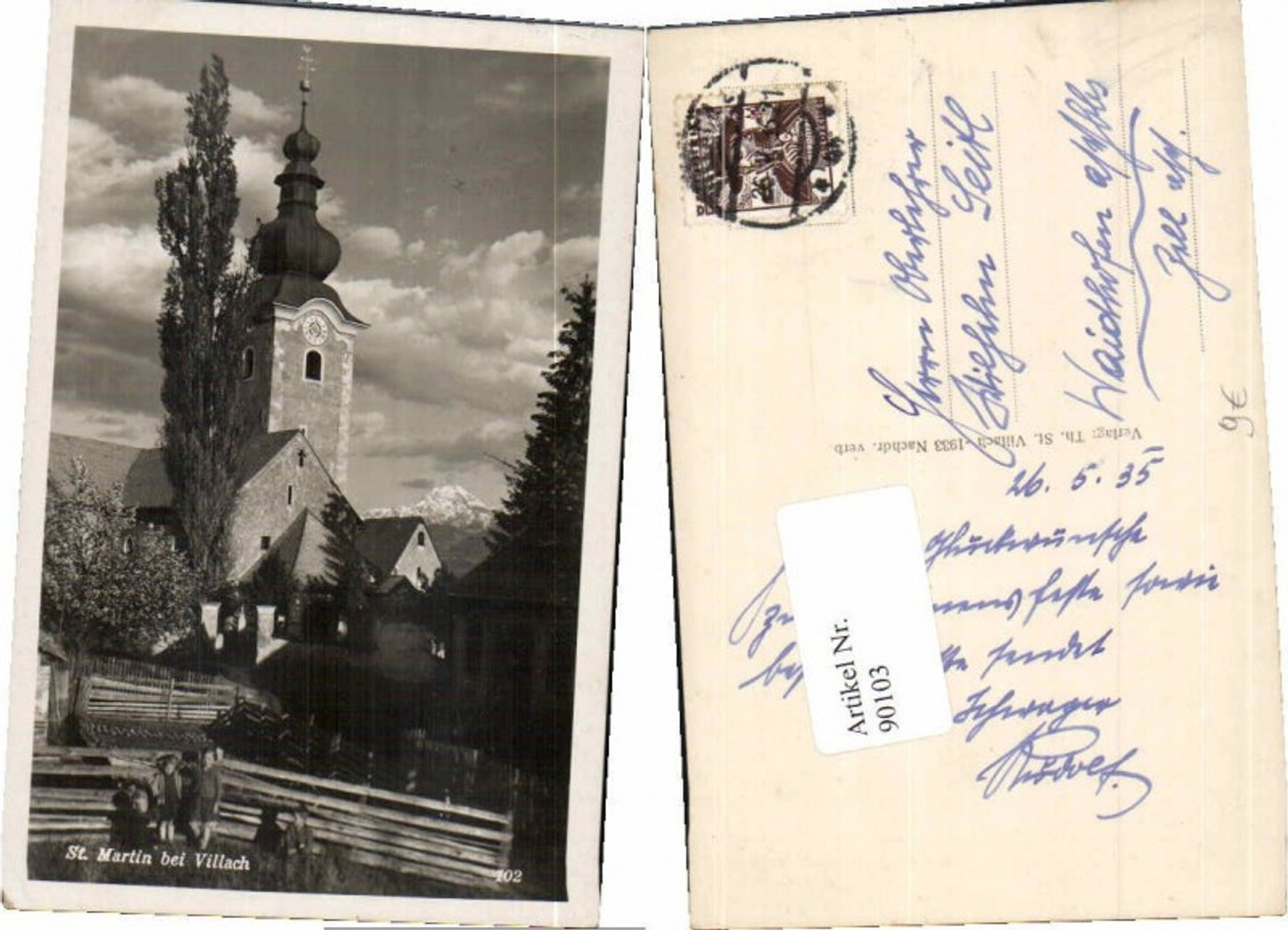 90103,Villach St Martin Kinder am Zaun 1933