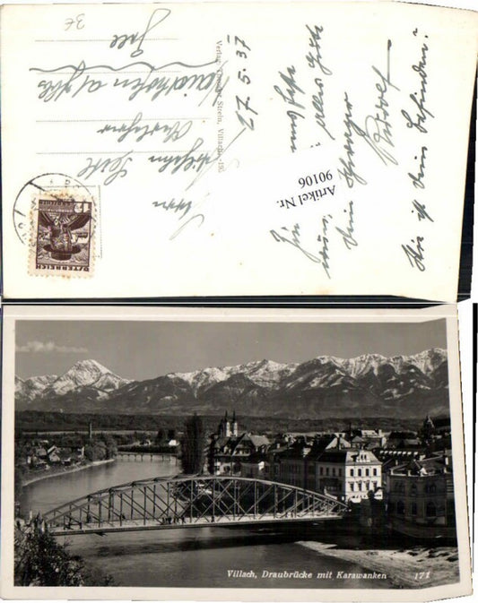 90106,Villach Draubrücke m. Karawanken