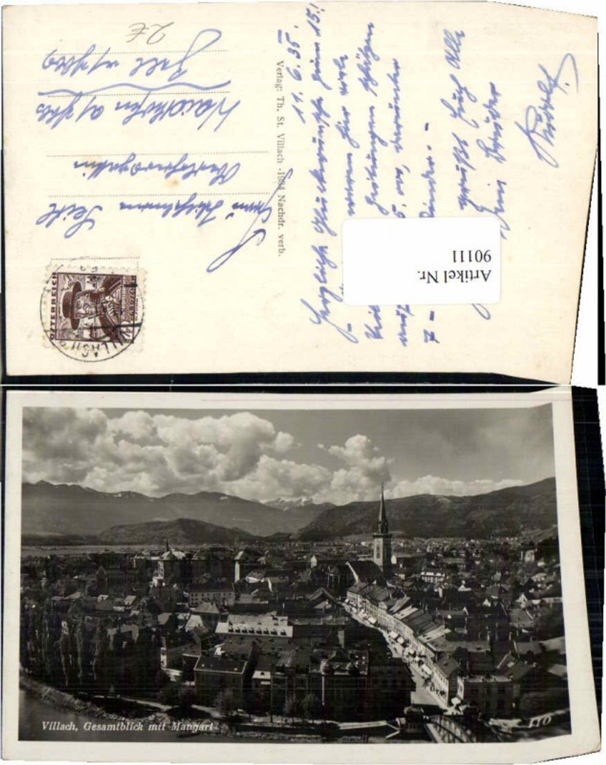 90111,Villach Totale m. Mangart 1934