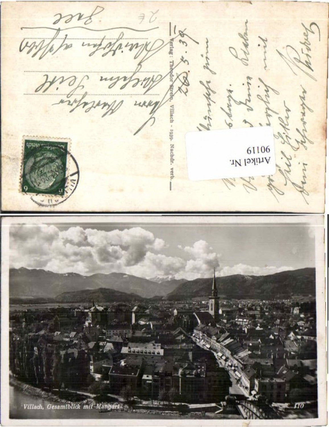 90119,Villach Totale m. Mangart 1939