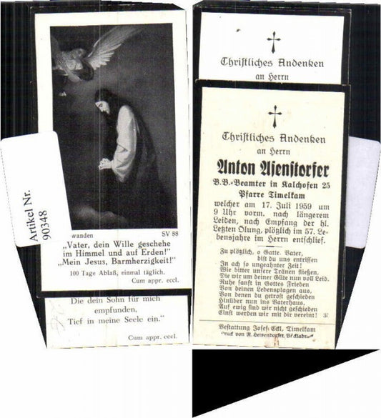 90348,2 Sterbebilder Kalchofen Timelkam