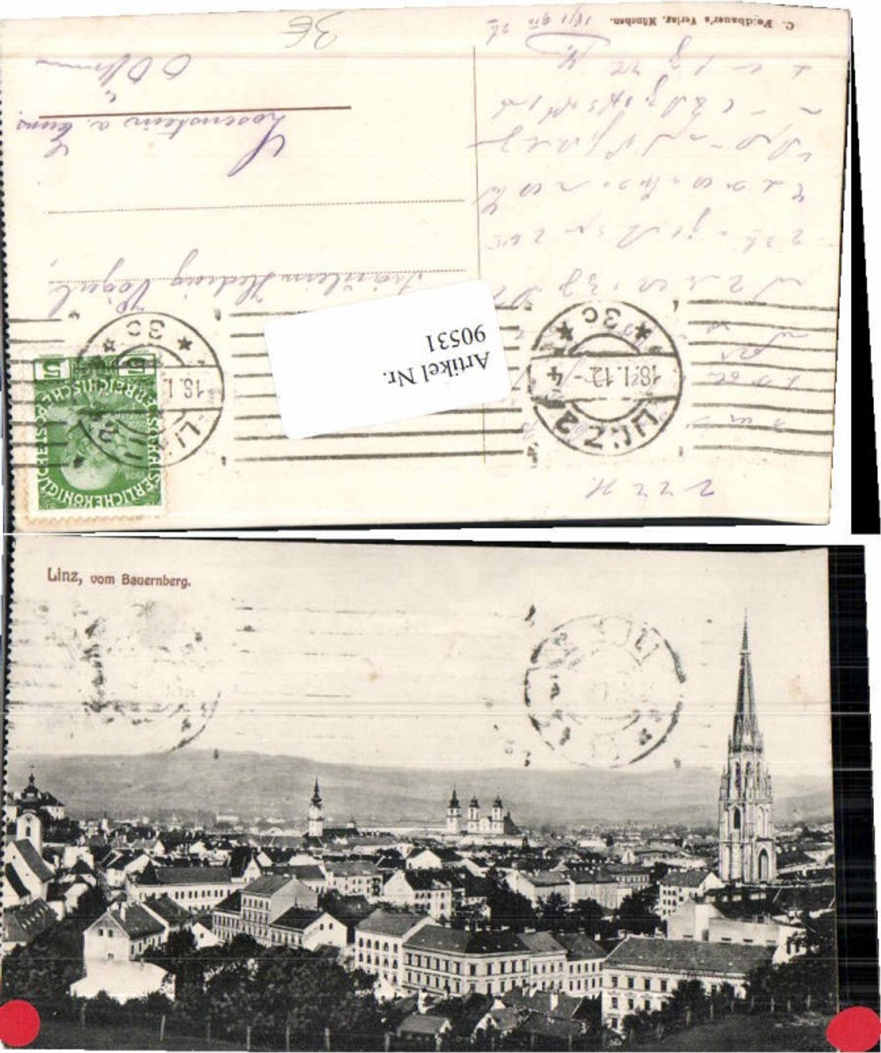 90531,Linz a.d. Donau vom Bauernberg 1905