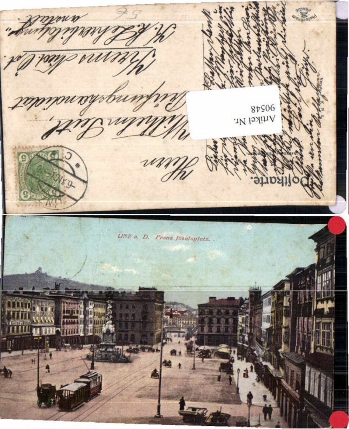 90548,Linz a.d. Donau Franz Josef Platz Strassenbahn 1907