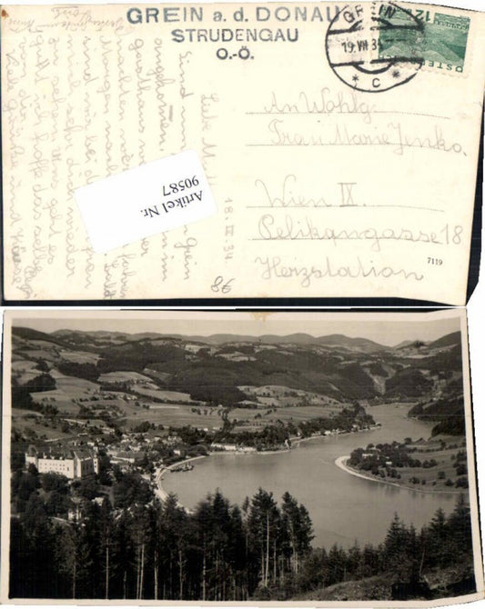 90587,Grein a.d. Donau vom Berg 1934