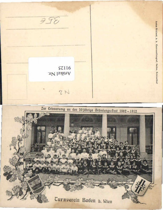 91125,RAR Turnverein Baden b. Wien 1912 Fest Erinnerung