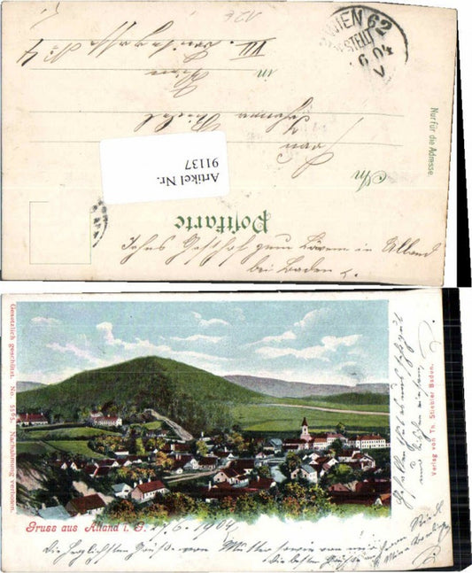 91137,Gruss aus Alland im Gebirge Wienerwald 1904