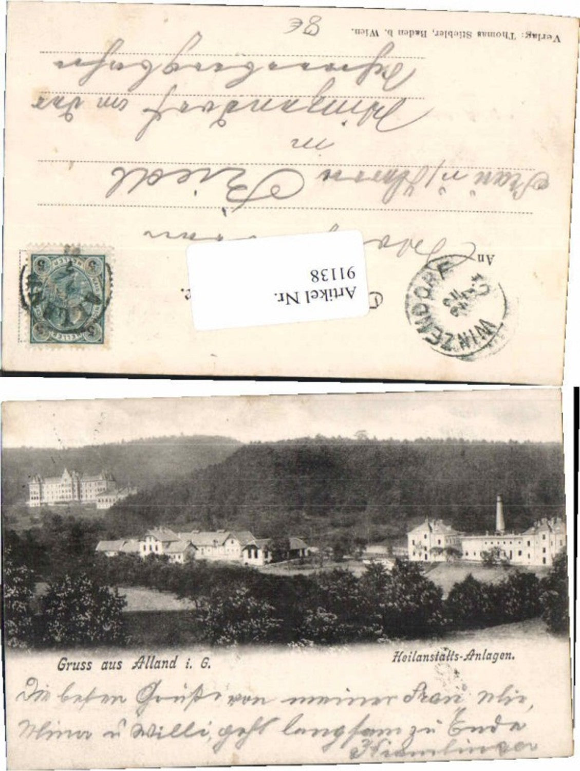 91138,Gruss aus Alland im Gebirge Wienerwald Anlagen 1902