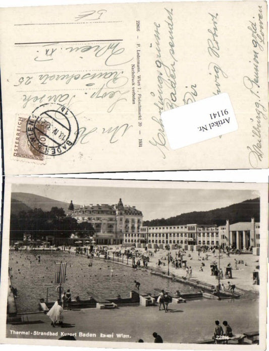 91141,Baden bei Wien Strandbad Leute 1931