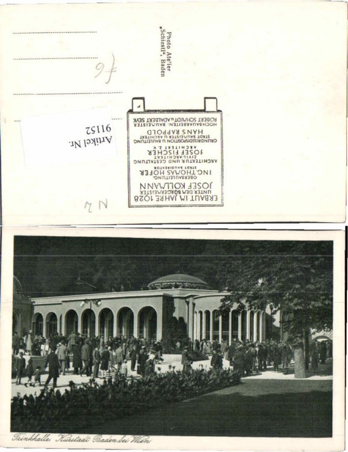 91152,Baden b. Wien Trinkhalle Kurhaus 1920