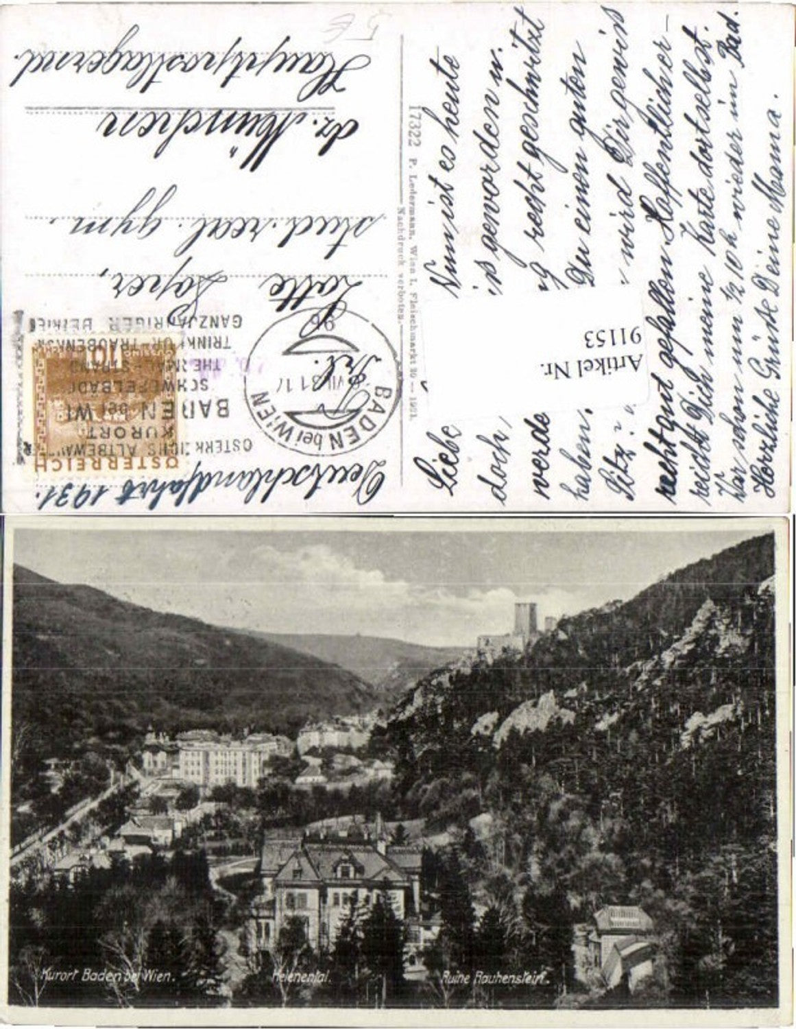 91153,Baden b. Wien Rauhenstein Helenental