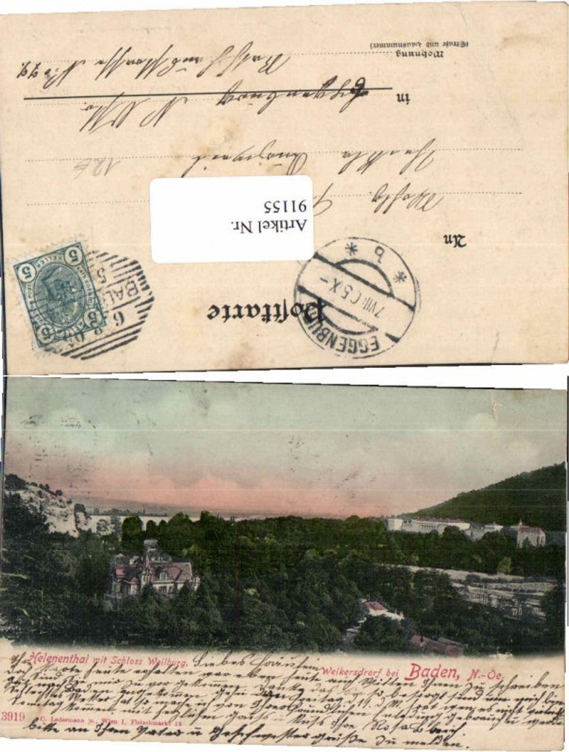 91155,Baden b. Wien Weikersdorf Helenenthal Weilburg 1905