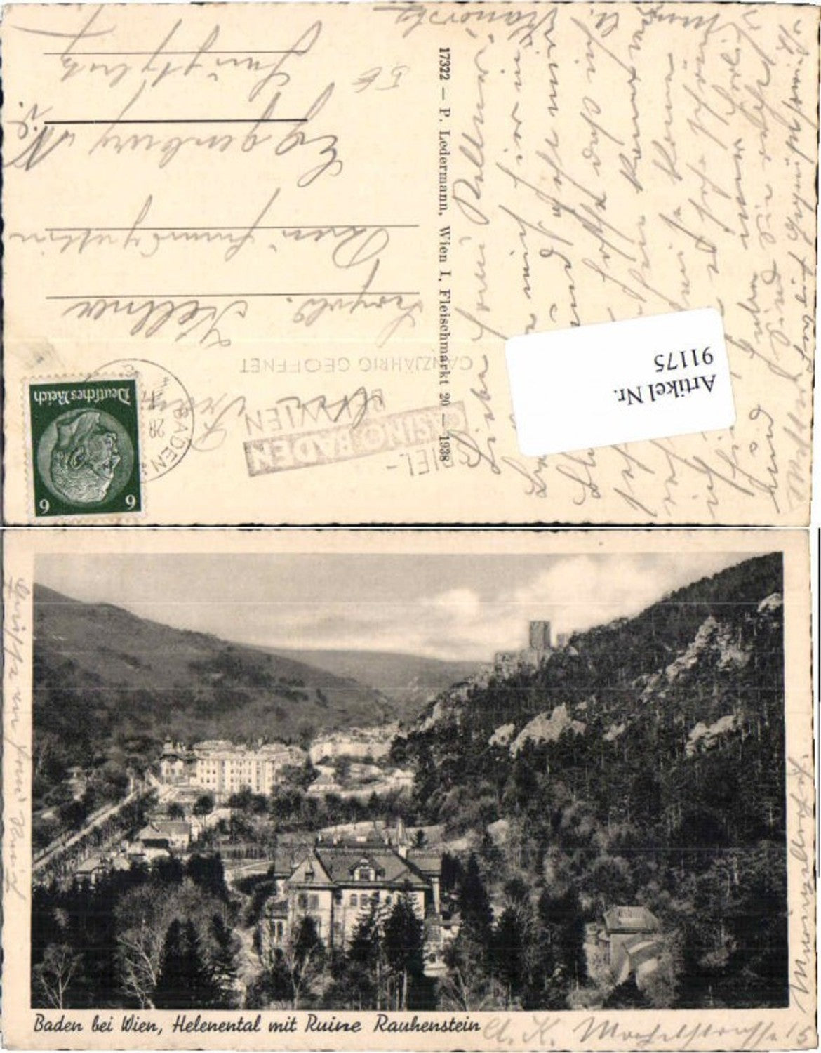 91175,Baden b. Wien Helenental Ruine Rauhenstein