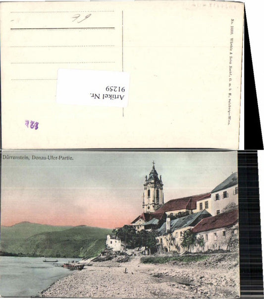 91259,Dürrenstein Dürnstein Ufer Partie i.d. Wachau 1905