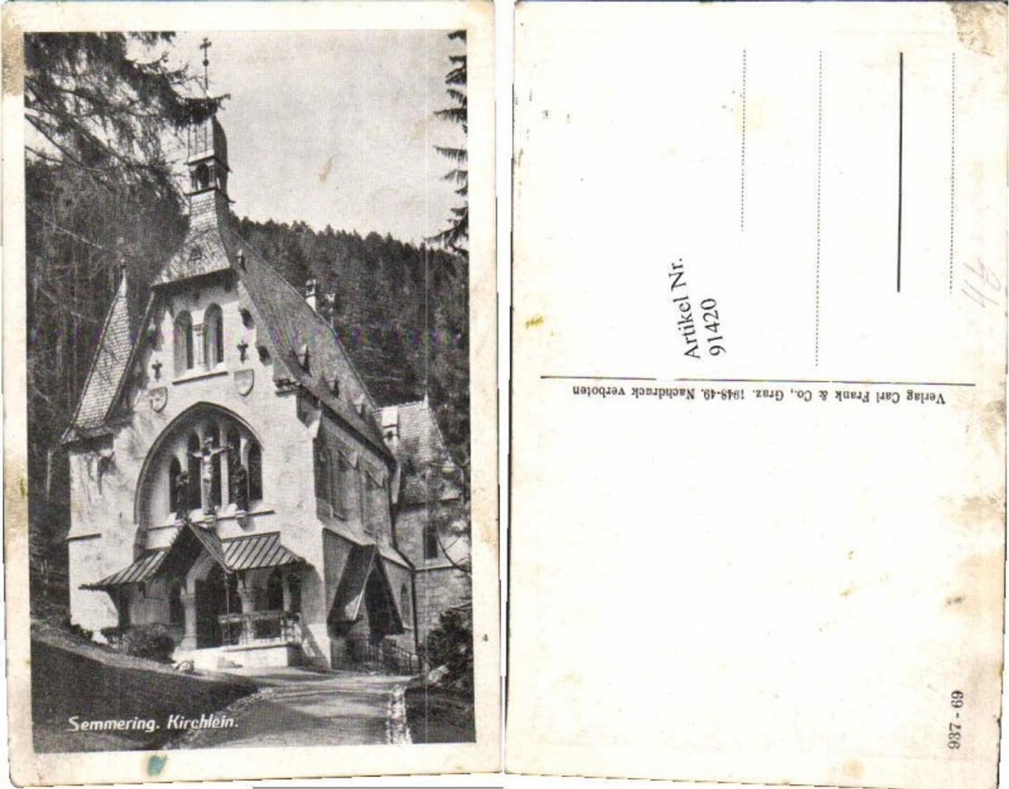 91420,Semmering Kirchlein Kapelle 1925