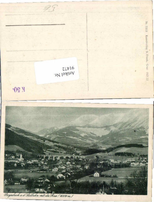 91472,Payerbach a.d. Südbahn m. Rax 1921 Viadukt