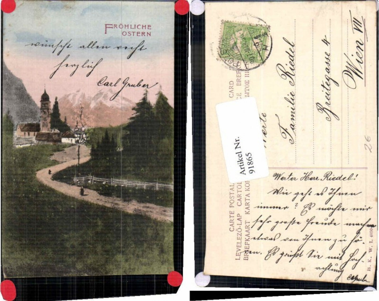 91865,Ostern Tolle Bergansicht Kirche B.K.W.I. 4050