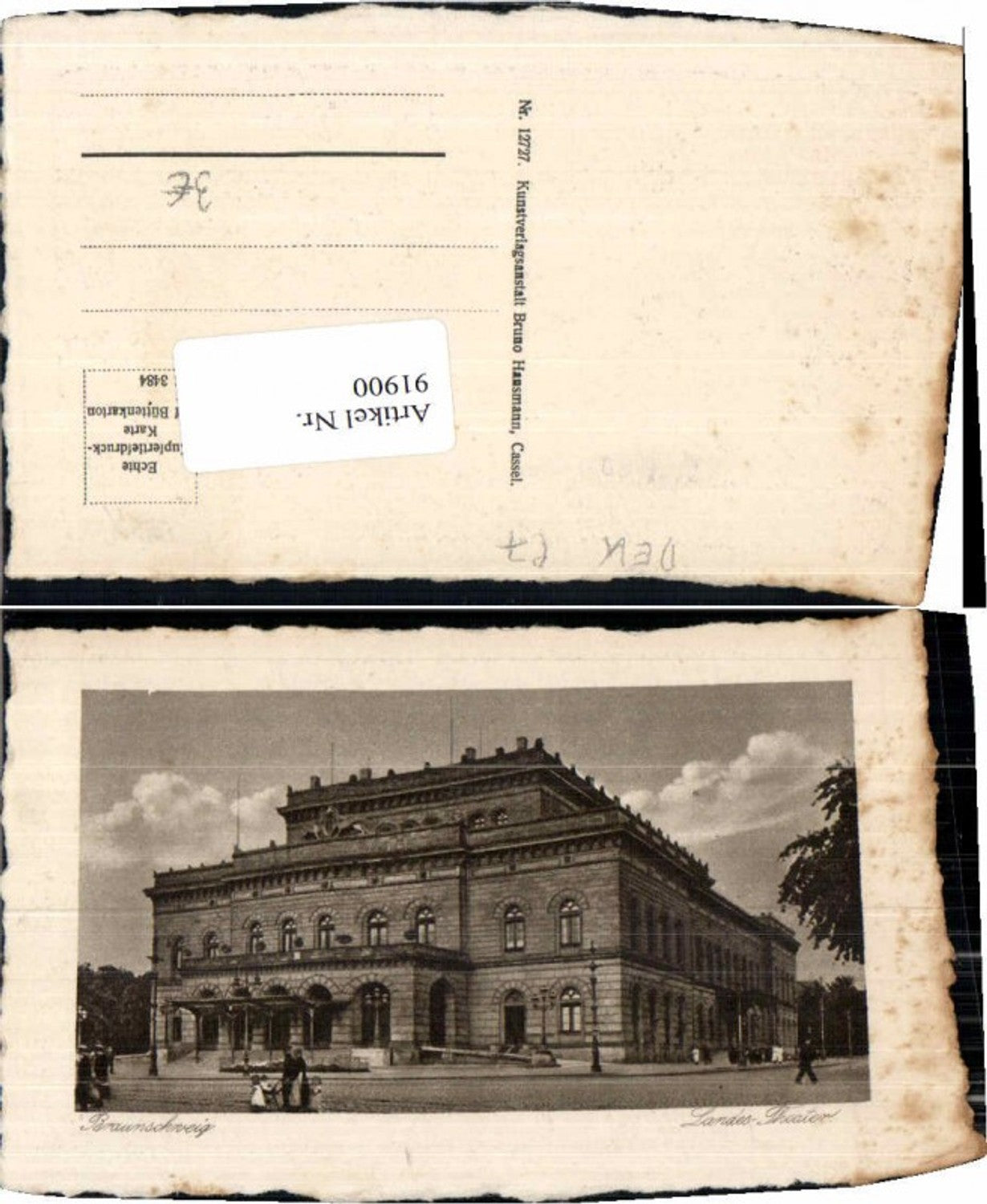 91900,Braunschweig Landes Theater 1920 Büttenkarton