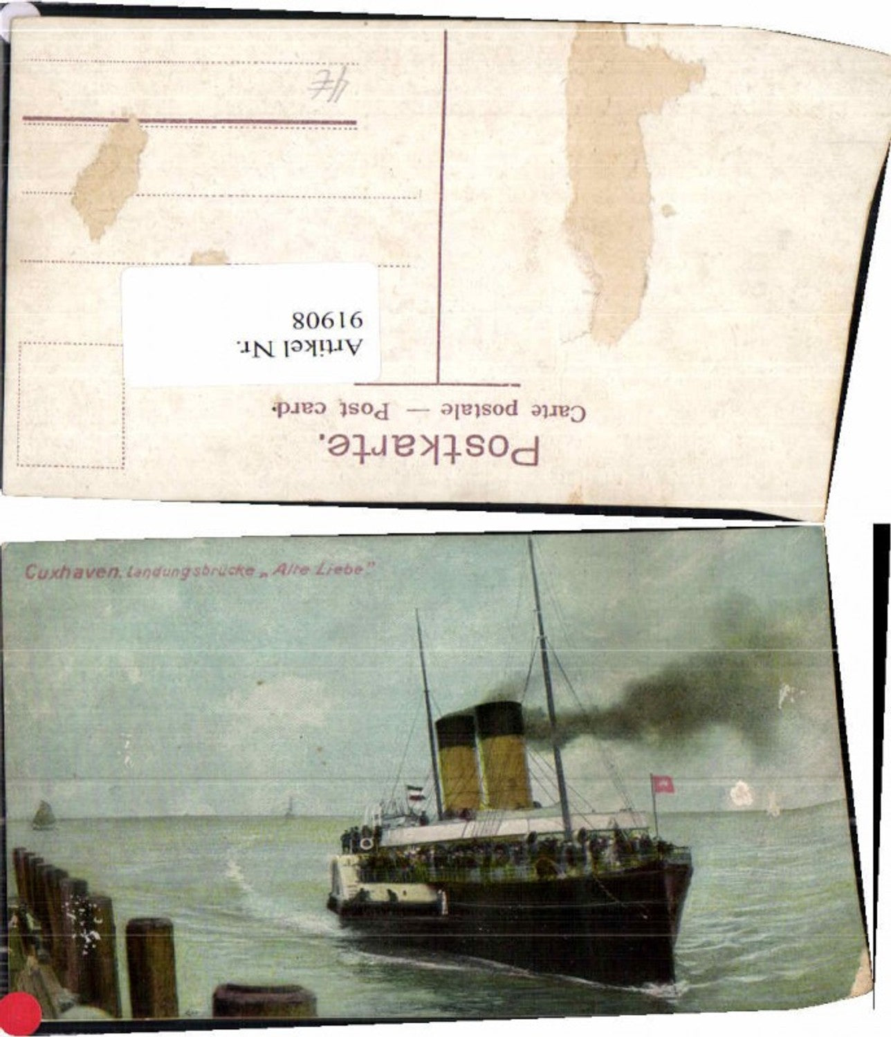 91908,Cuxhaven Landungsbrücke Alte Liebe m. Dampfer