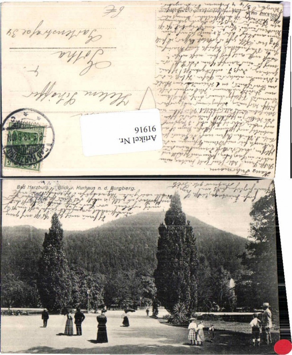 91916, Bad Harzburg Kurhaus opposite Burgberg 1913 people
