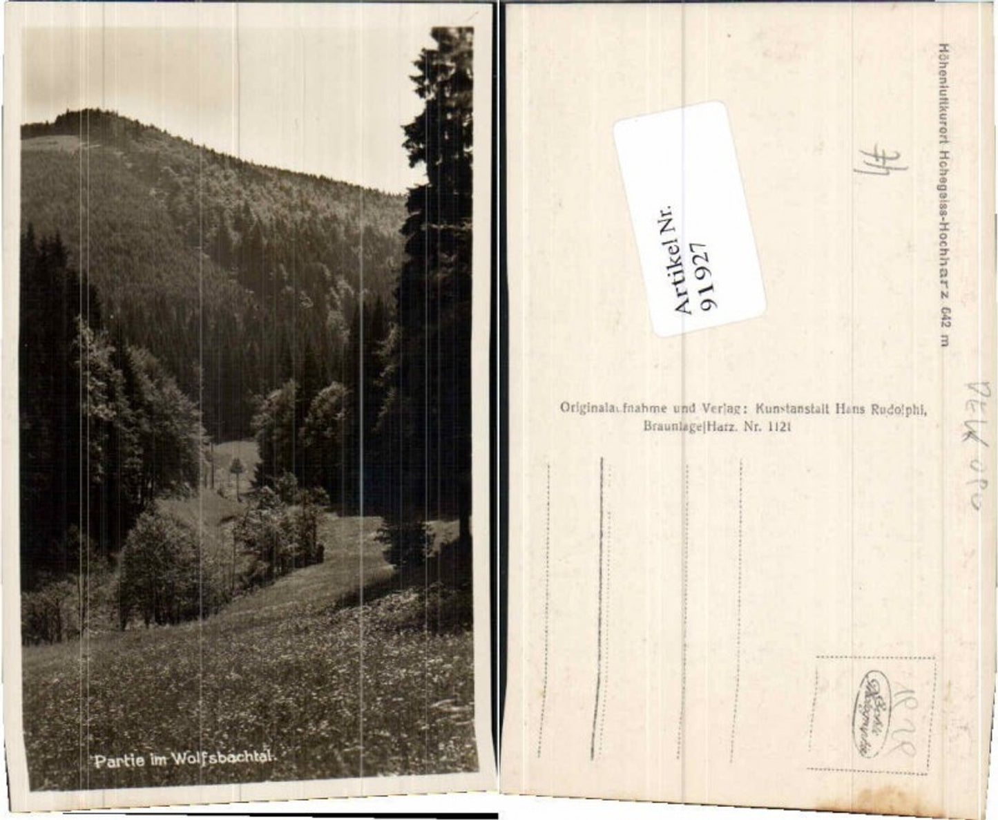 91927,Partie im Wolfsbachtal b. Hohegeiß 1930