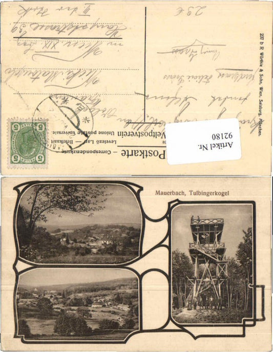 92180,Schmuckkarte Mauerbach b. Wien Tulbingerkogel 1900