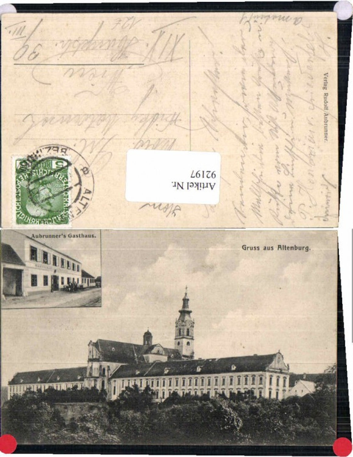 92197,Gruss aus Altenburg Gasthaus Auerbrunner b. Horn 1910