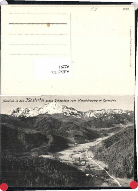 92291,Klostertal b. Mariahilferberg Gutenstein 1910
