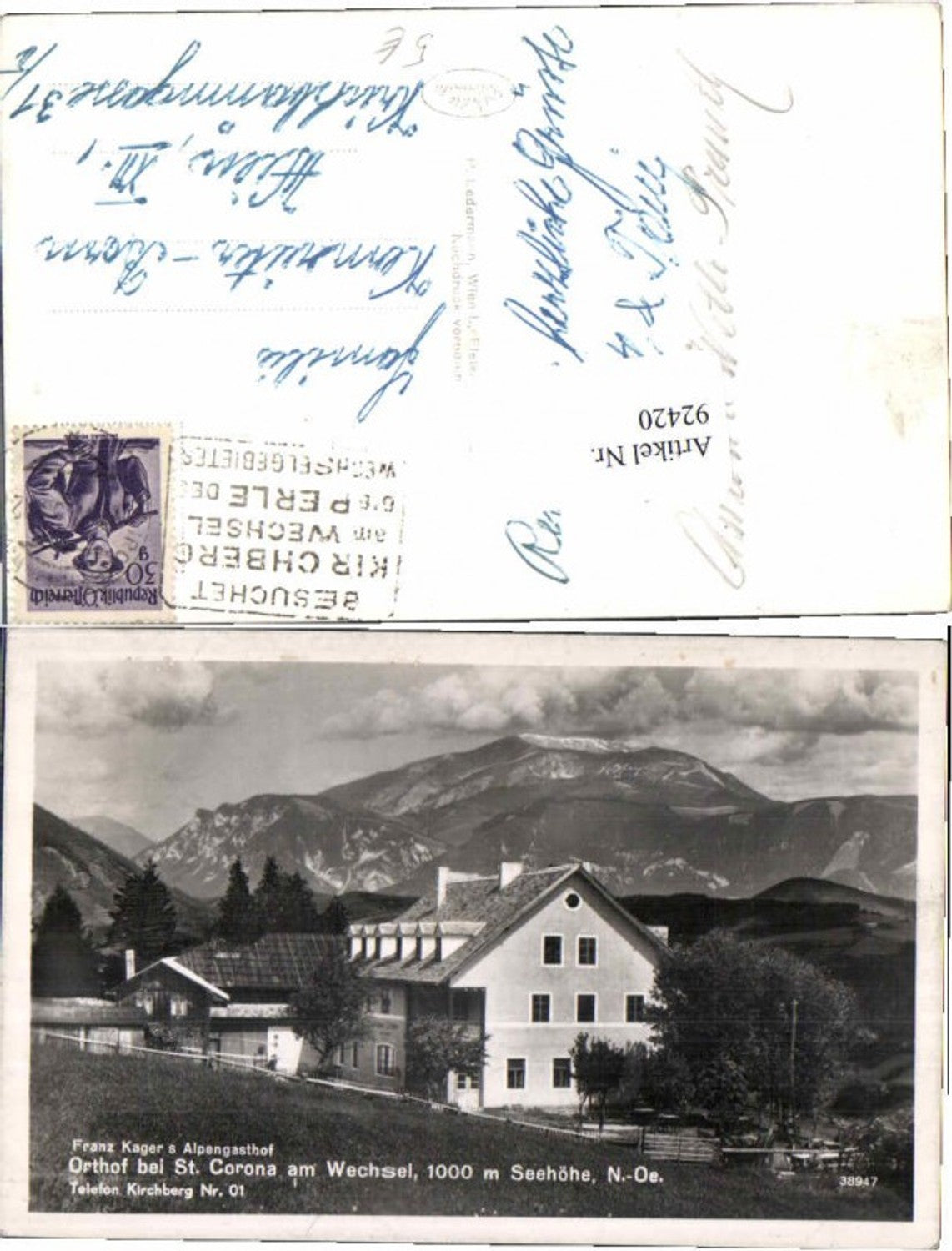 92420,Orthof b. St Corona am Wechsel Gasthaus kager