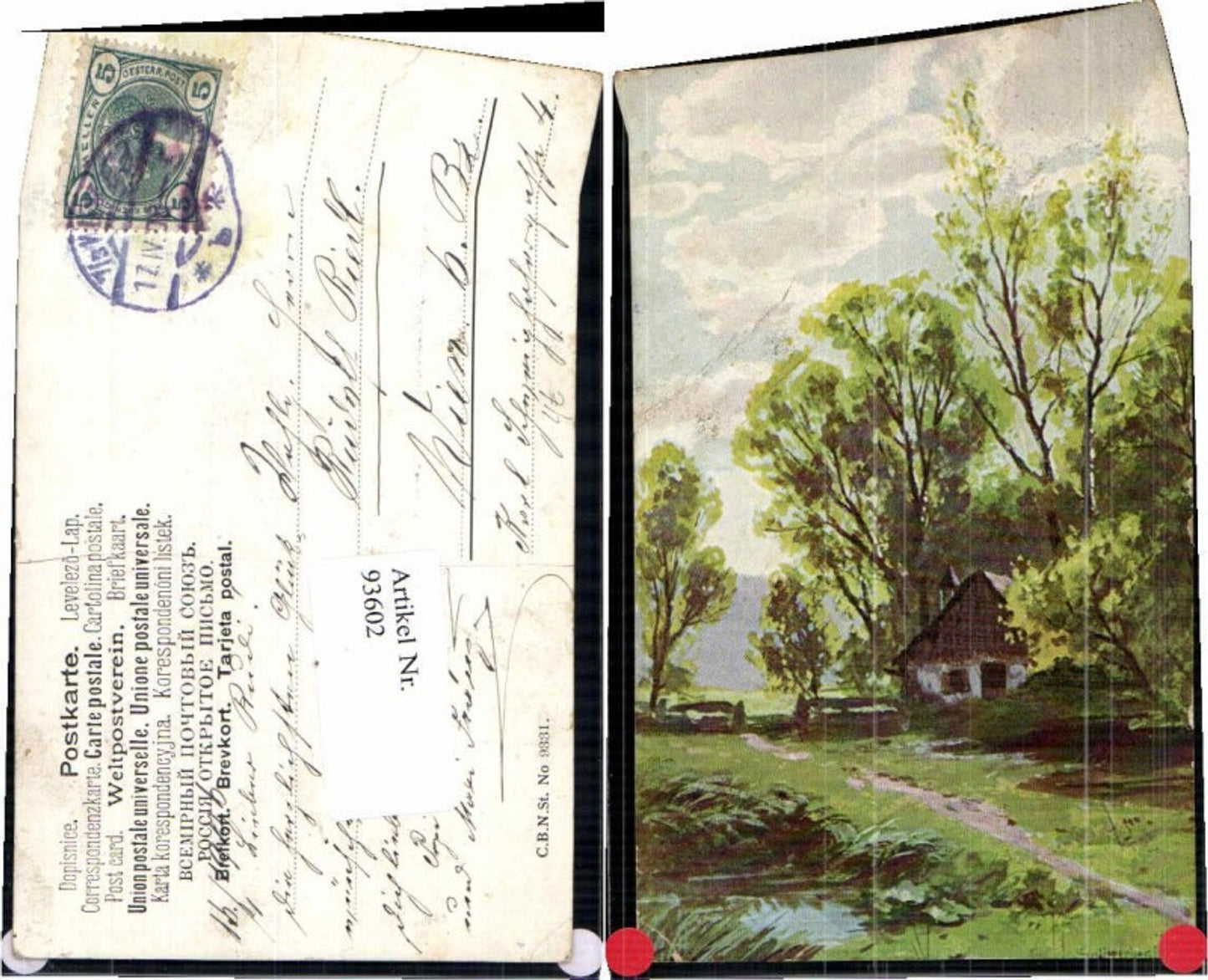 93602, Splitgerber Jr. signed. Landscape house forest